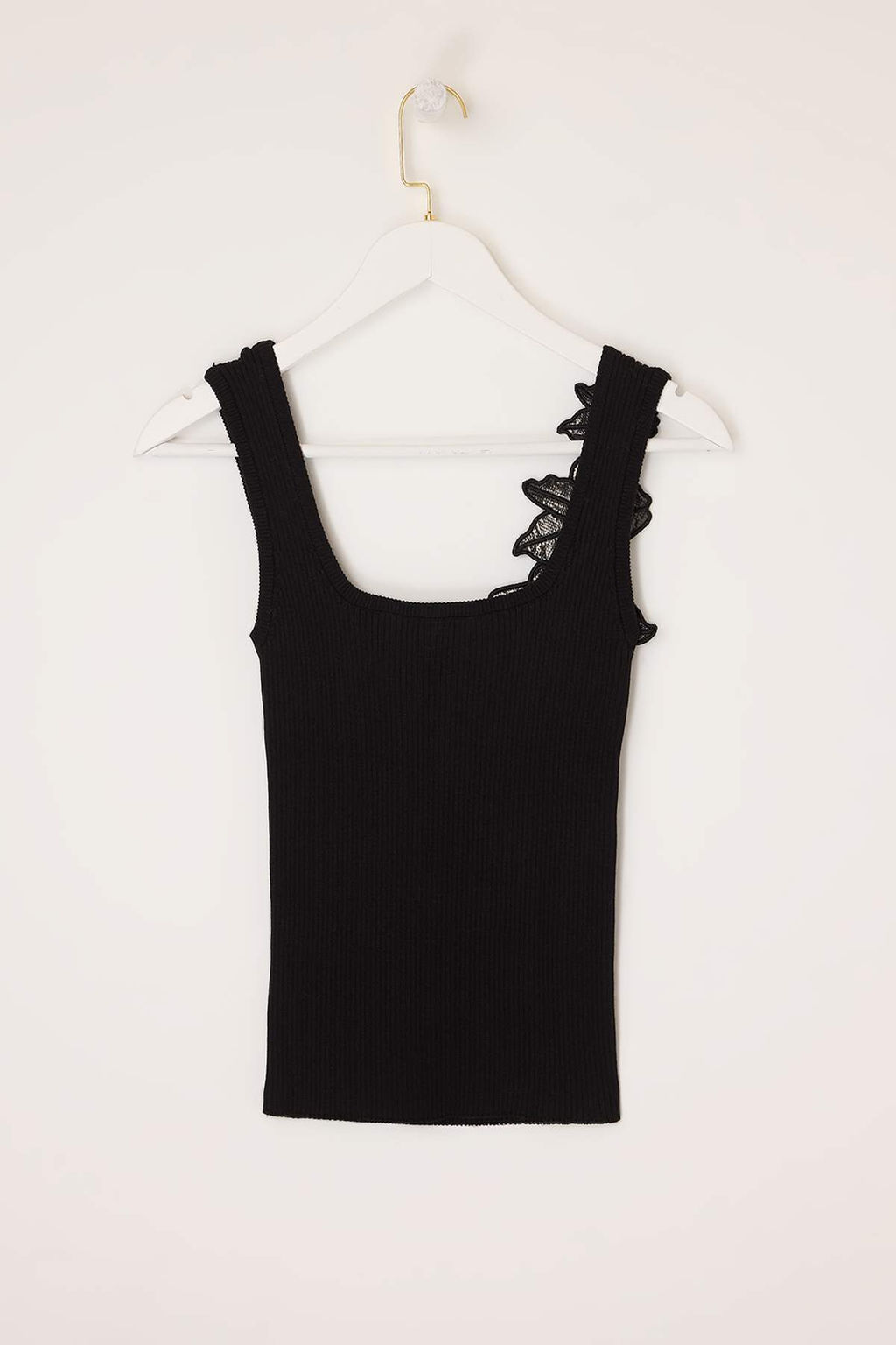 Siyah Kare Yaka Cicek Detayl? Fitted Triko Ince Bluz TWOSS26BZ00287 - Trendyolmilla фото 6