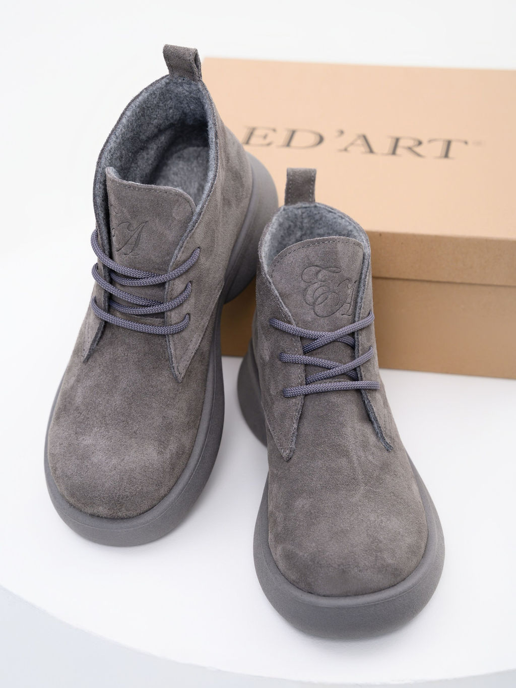 Ботинки 308.927gr.Серый замок замша+серый/мех