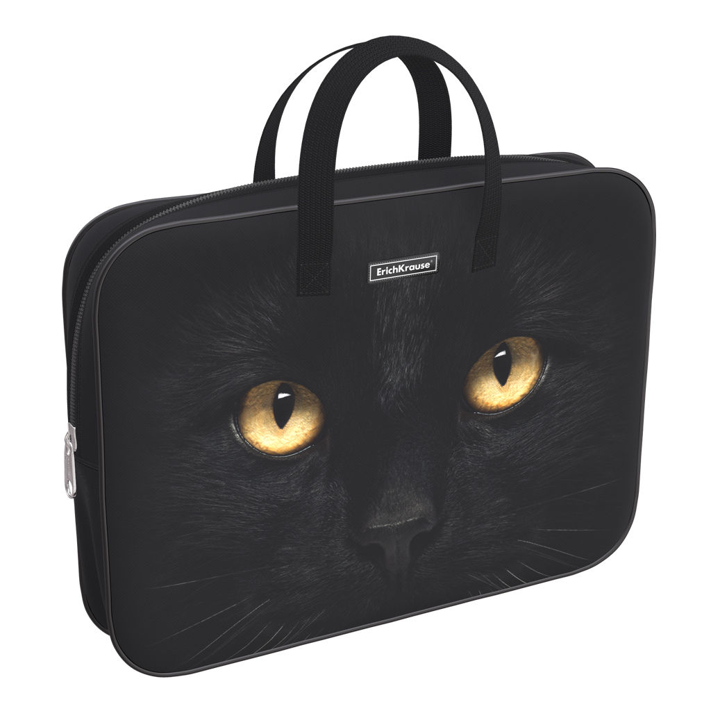 Цена за 1 шт. Папка текстильная на молнии ErichKrause с ручками Black Cat, A4+
