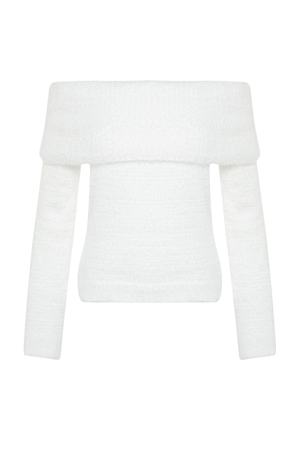 Ekru Carmen Yaka Tuylu/Sakal Iplikli Triko Kazak TWOAW24KZ00121