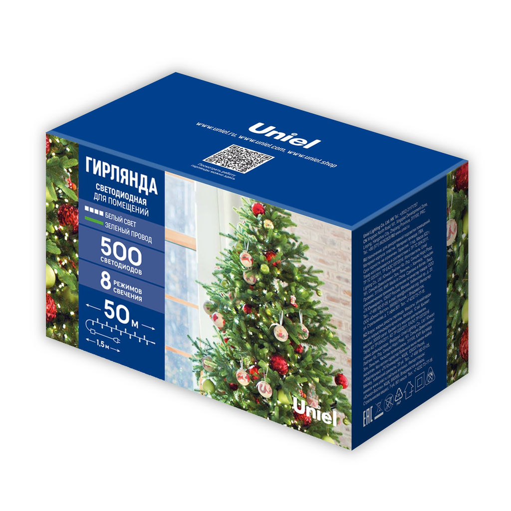 ULD-S5000-500/DGA WHITE IP20 Гирлянда светодиодная, 50м. 500 светодиодов. Белый свет. Провод зеленый. ТМ Uniel - Volpe фото 7