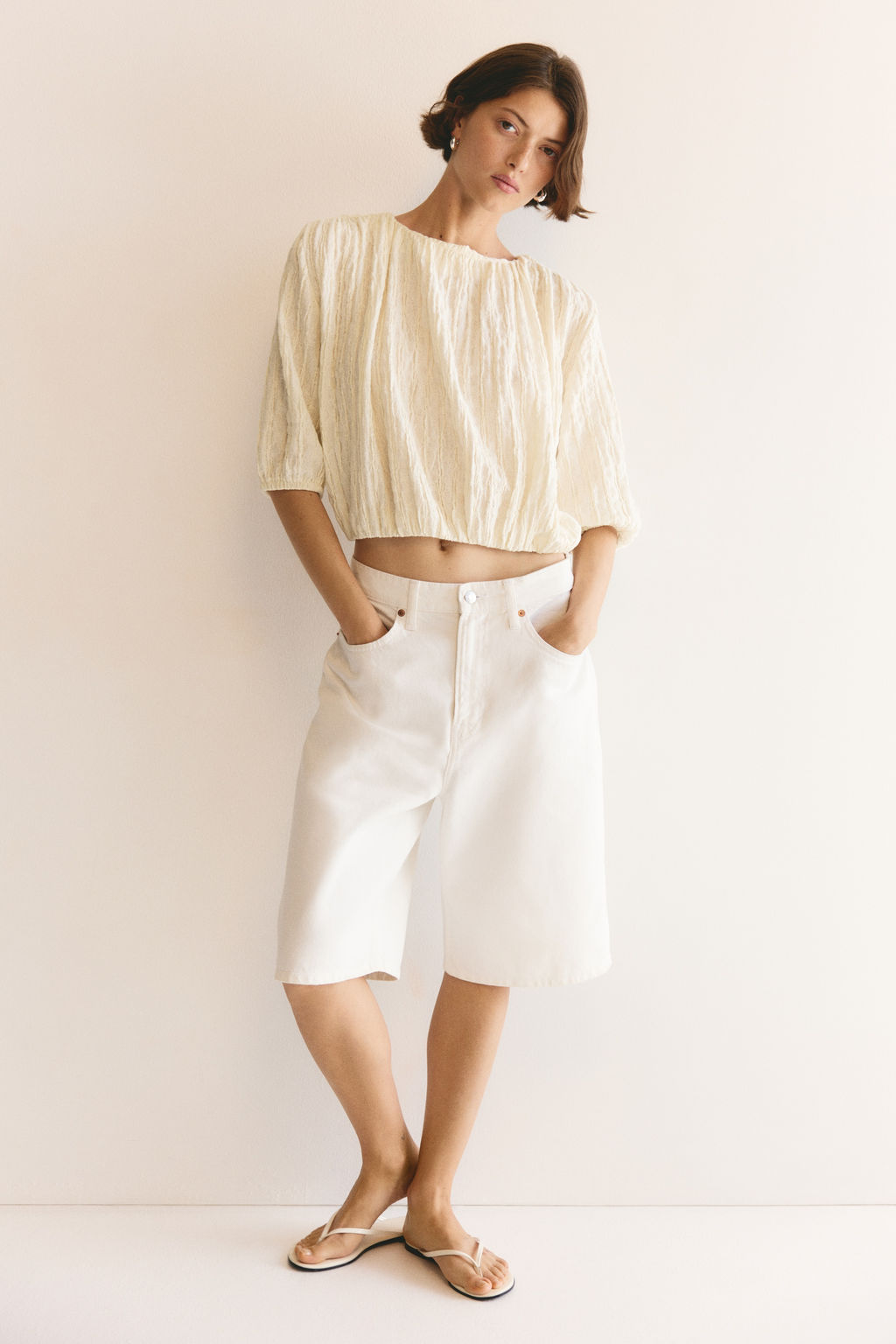 Blusa texturizada con bajo burbuja - H&m фото 3