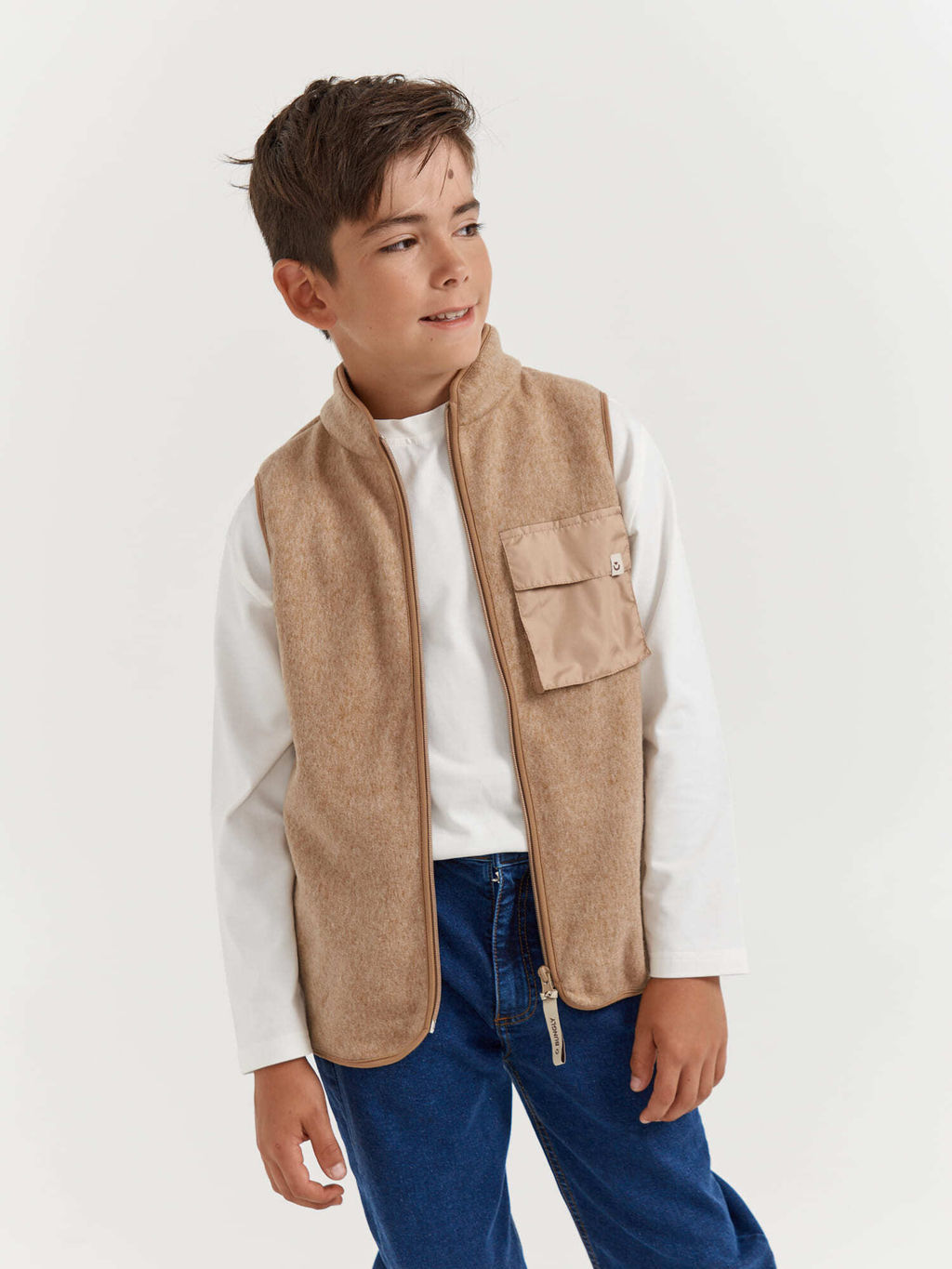 Жилет флисовый Бежевый меланж 7+