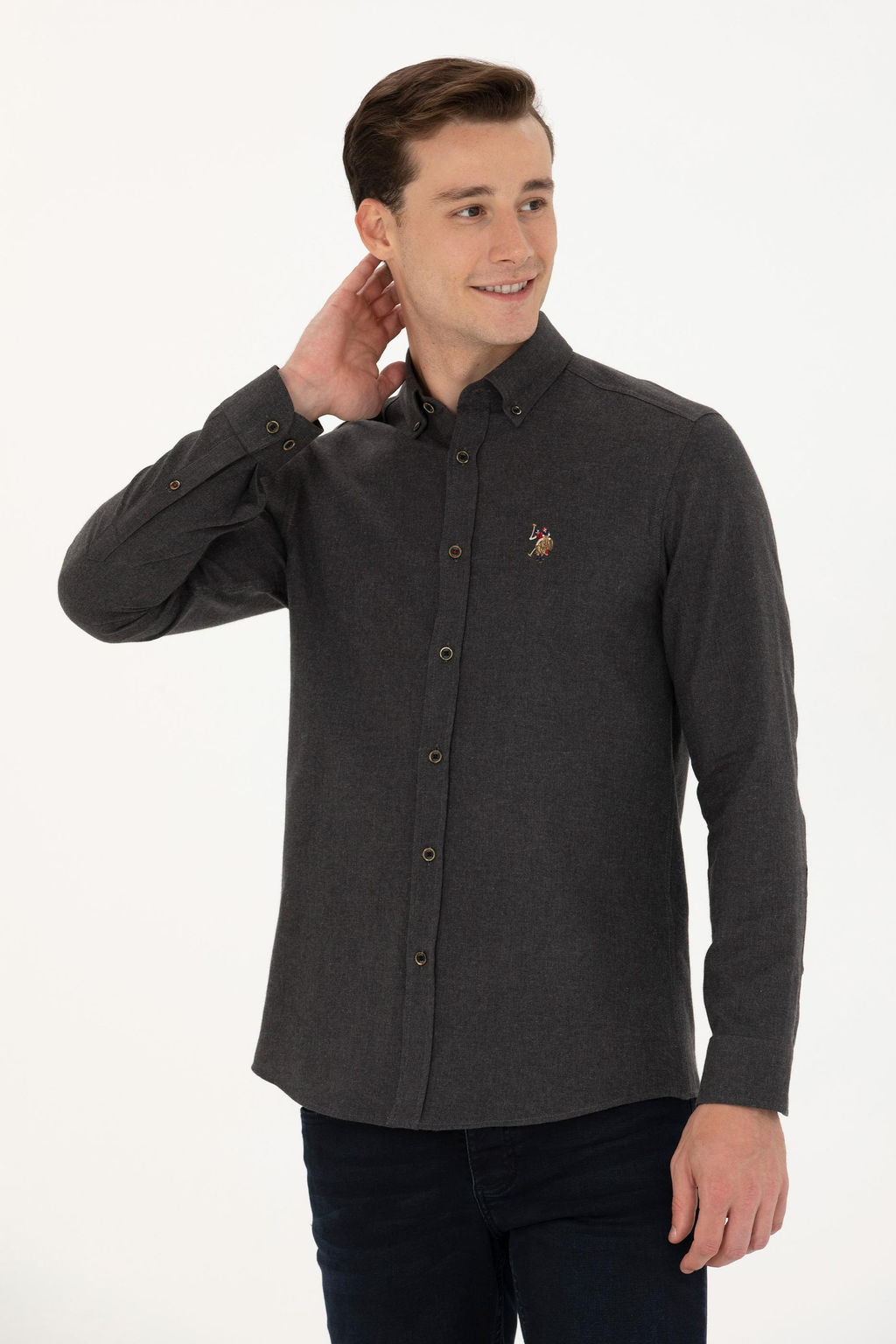 U. S. Polo Assn / Мужская черная базовая рубашка с длинным рукавом - U.s. polo assn фото 17