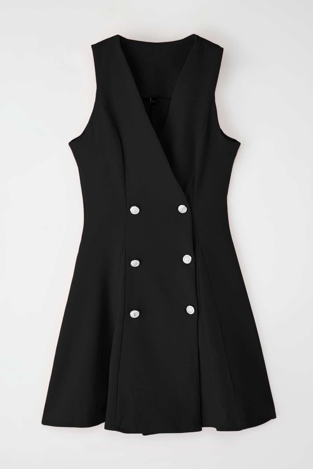 Siyah Dugmeli Mini Dokuma Ceket Elbise TWOSS25EL00117