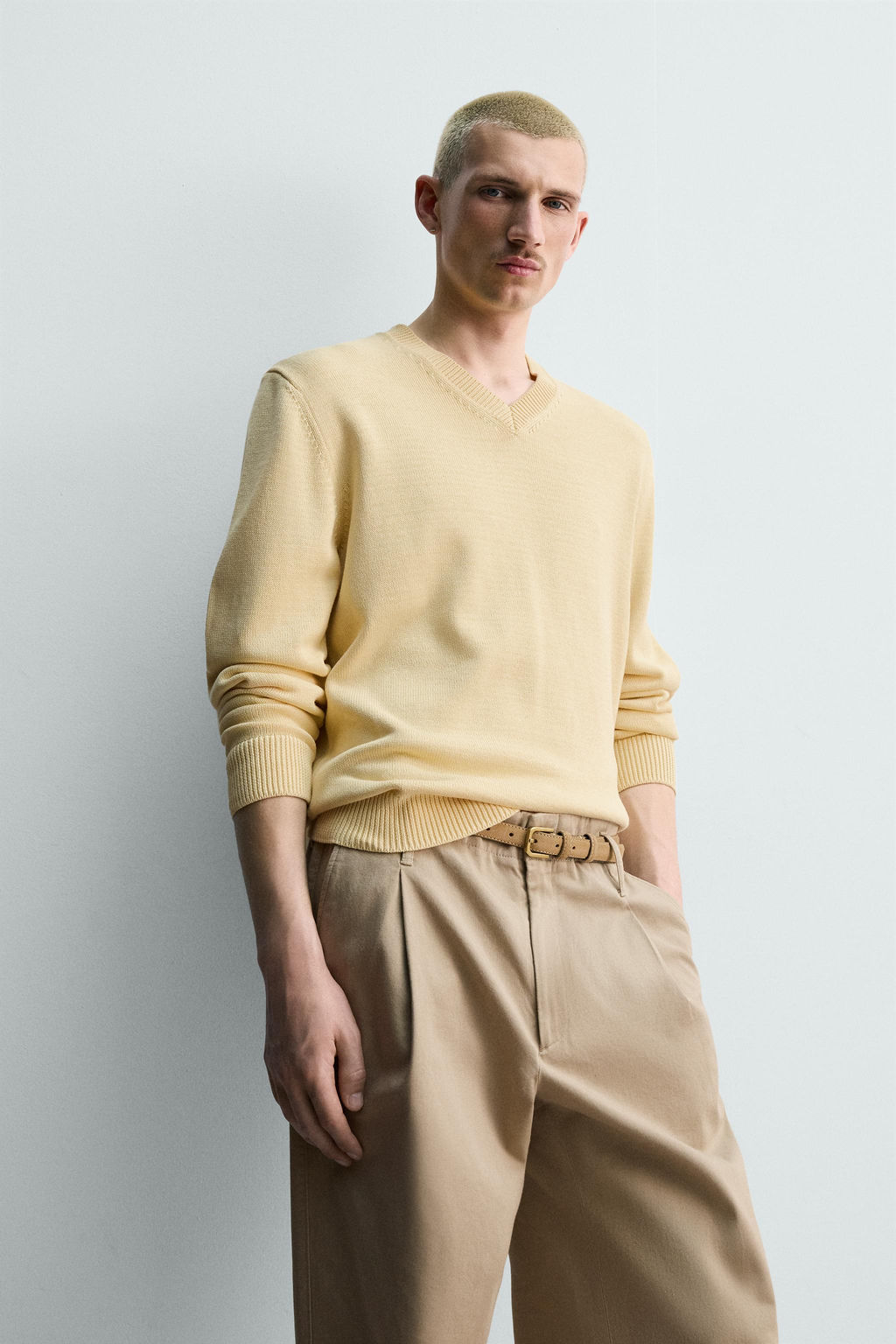 JERSEY REGULAR FIT ALGOD?N / Vainilla - Zara фото 7