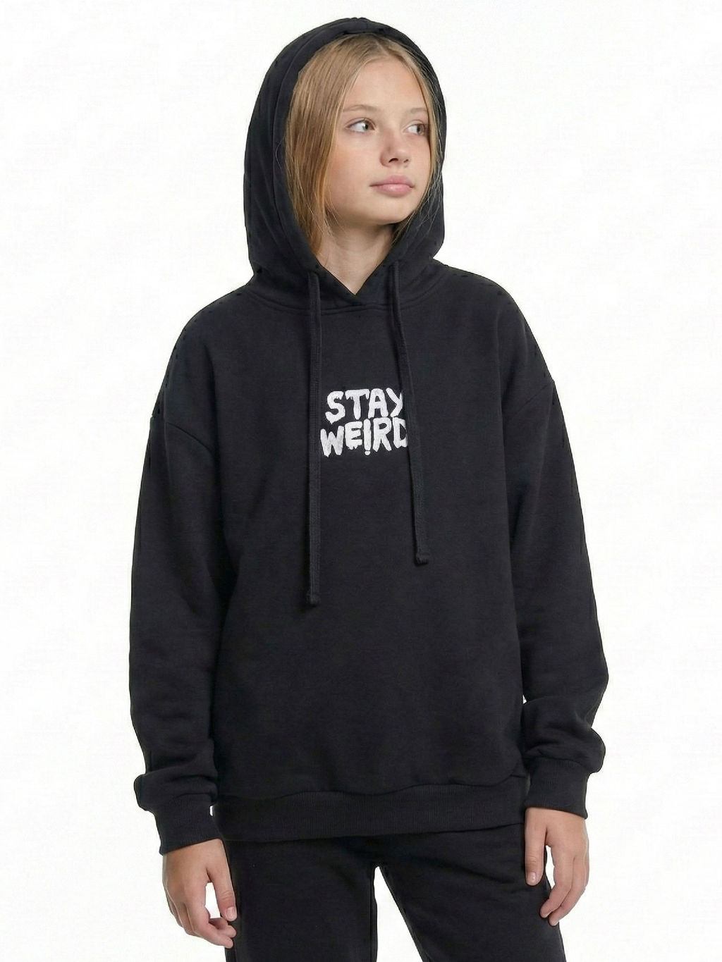 Толстовка худи с принтом 22-5264 черный - Mini maxi фото 5