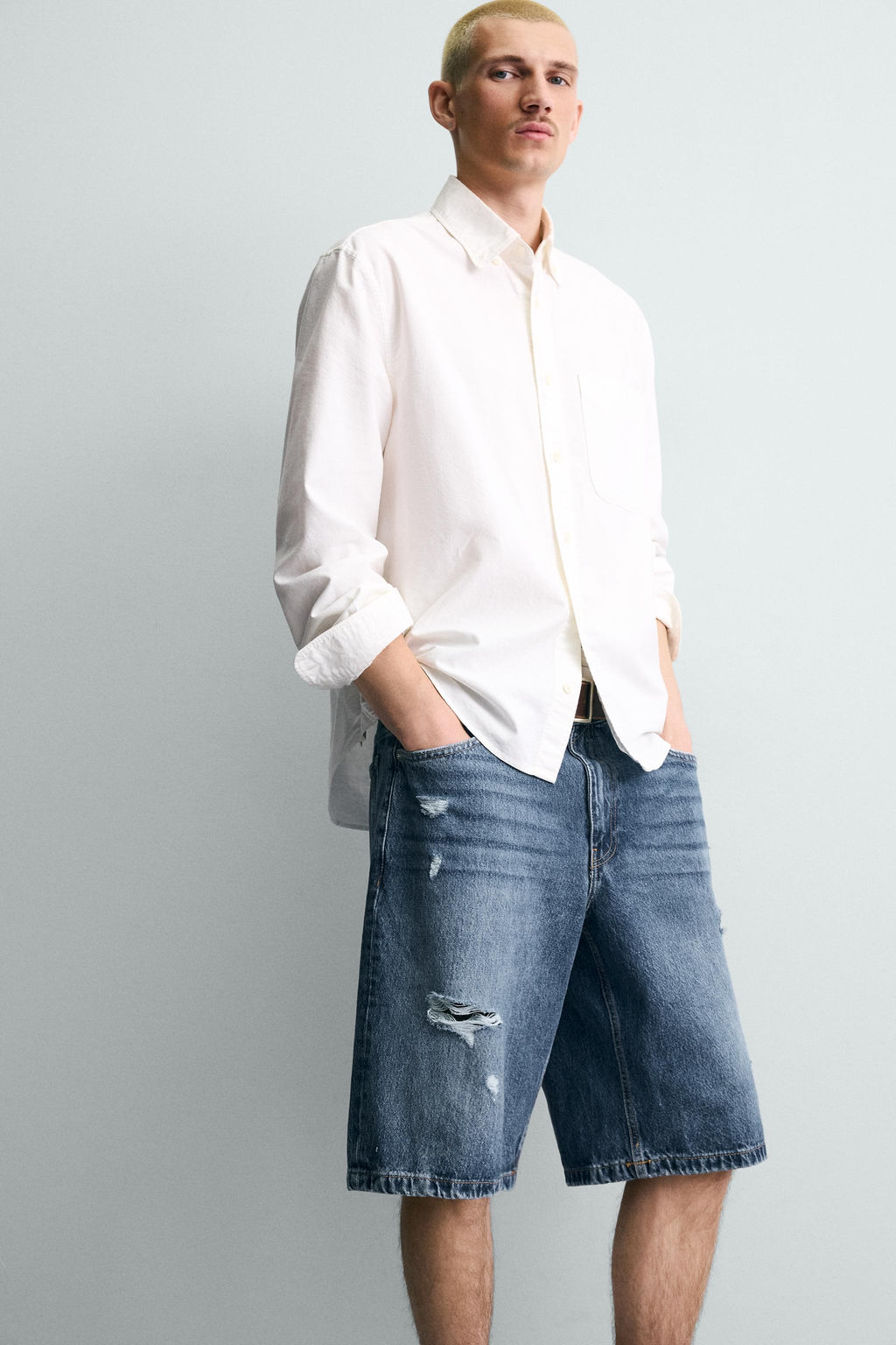 BERMUDA DENIM BAGGY FIT / Azul medio - Zara фото 5