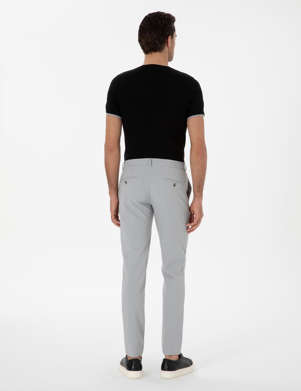 A__k Gri Slim Fit Beli Ba_c_kl_ Esnek Klasik Pantolon