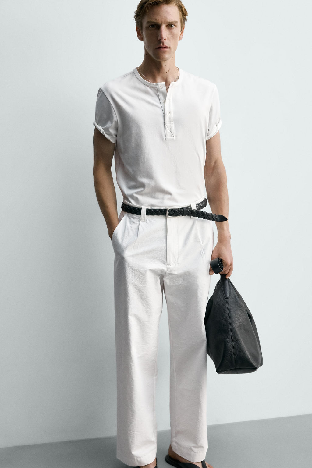 PANTAL?N WIDE FIT PLIEGUES / Blanco - Zara фото 6