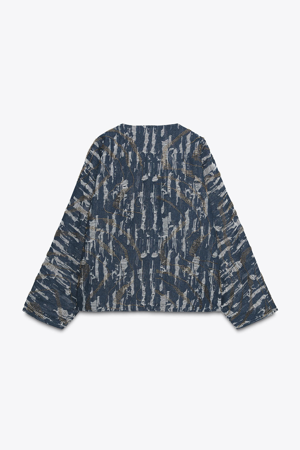 BEADED DENIM-EFFECT QUILTED KIMONO - Zara фото 11