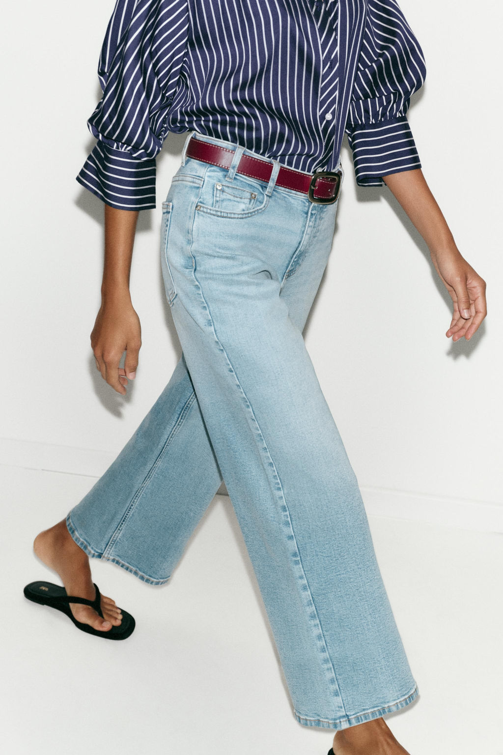 Z.10 HIGH-WAIST BELTED CULOTTES JEANS - Zara фото 28