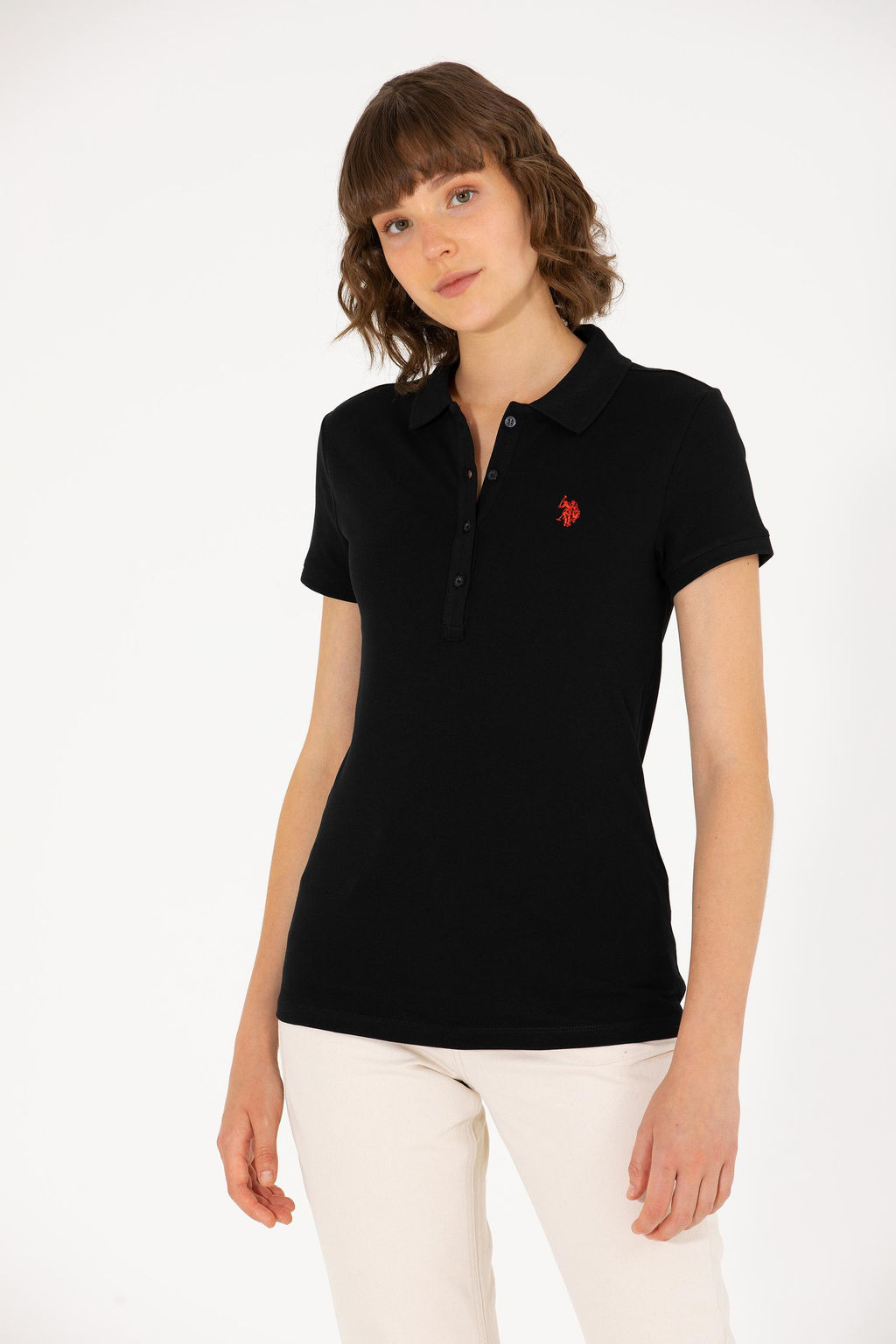 U. S. Polo Assn Женская черная базовая футболка с воротником-поло - U.s. polo assn фото 10