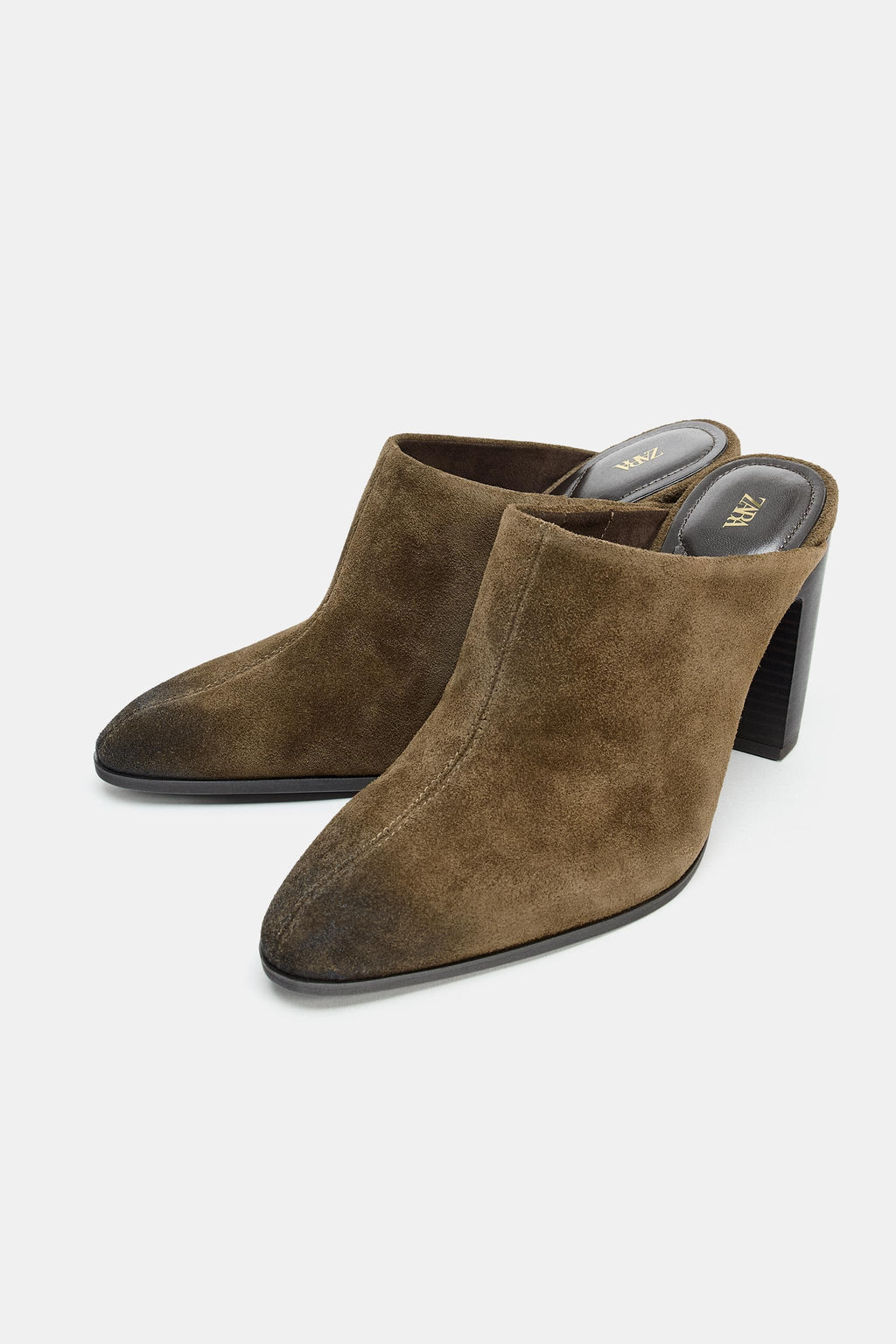 DISTRESSED SPLIT SUEDE MULES - Zara фото 7