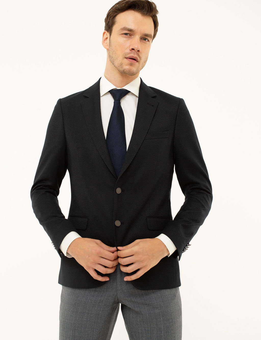 Темно-синяя приталенная куртка - Cacharel фото 7