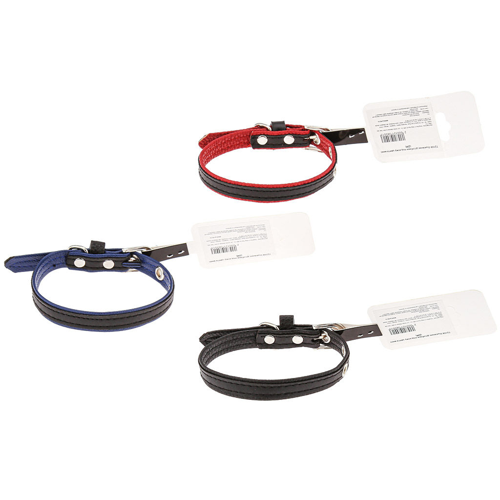 Пэт тойс (Pet toys) Ошейник для собаки Дуэт 1,5х38см, металлическая застежка, под кожу, на картоне, цвета в ассортименте: черный, черно-синий, черно-красный (Китай)  фото 3