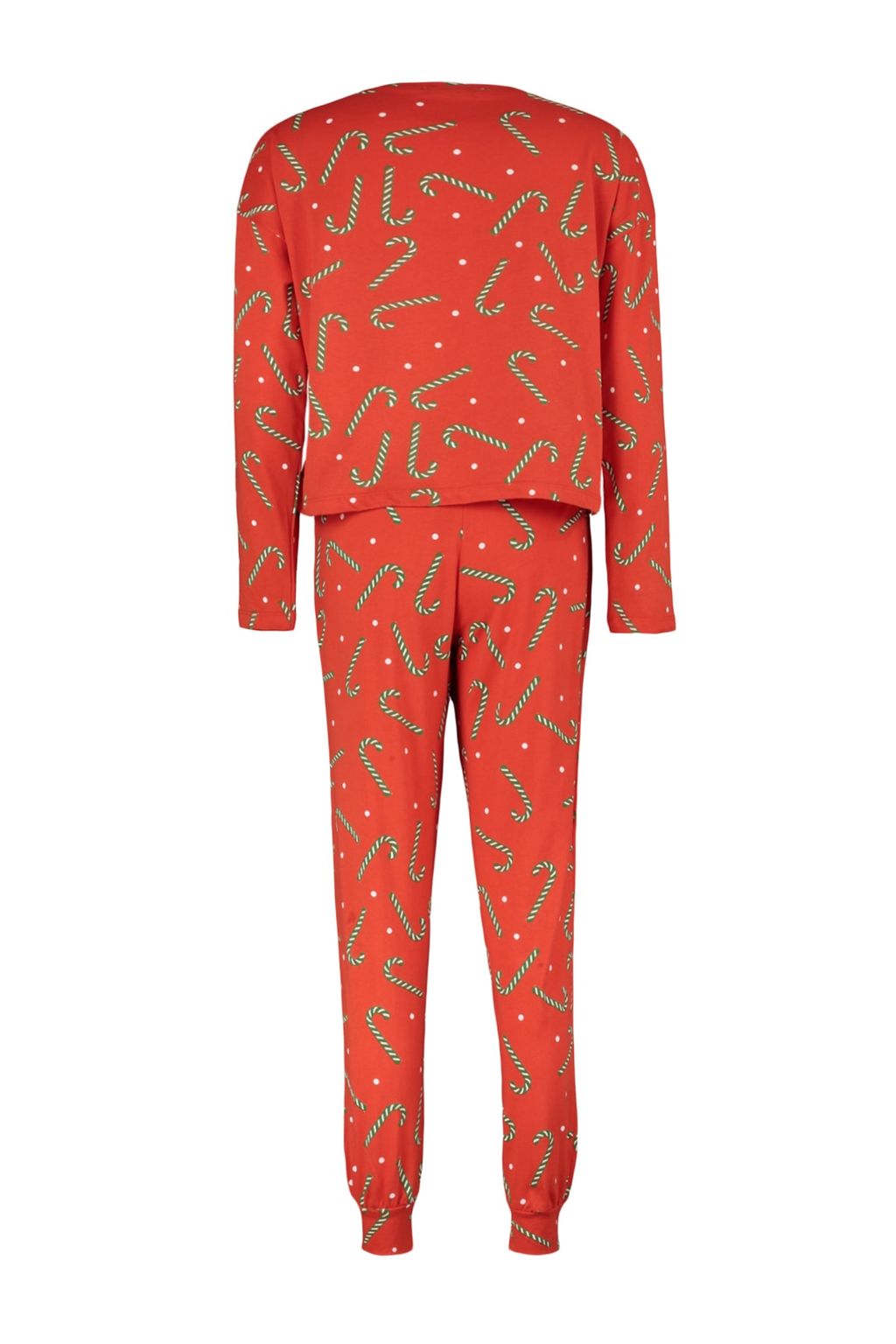 K?rm?z? %100 Pamuklu Y?lbas? Temal? Orme Pijama Tak?m? THMAW21PT0771