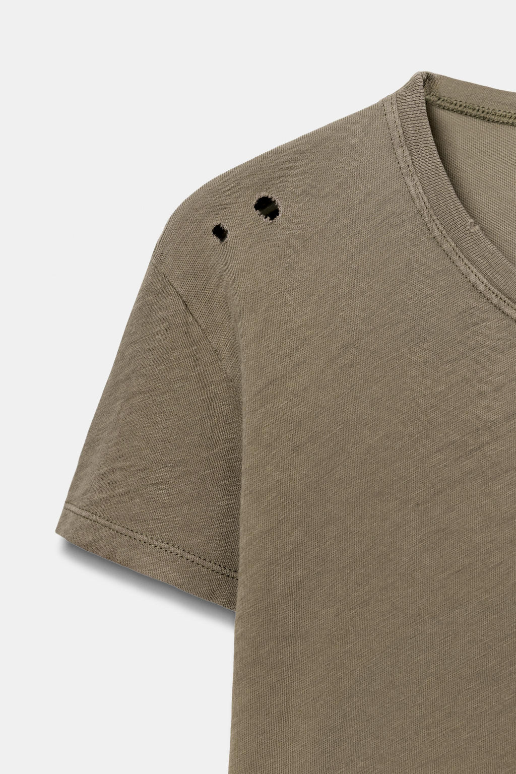 CAMISETA ROTOS MANGA CORTA / Khaki - Zara фото 6