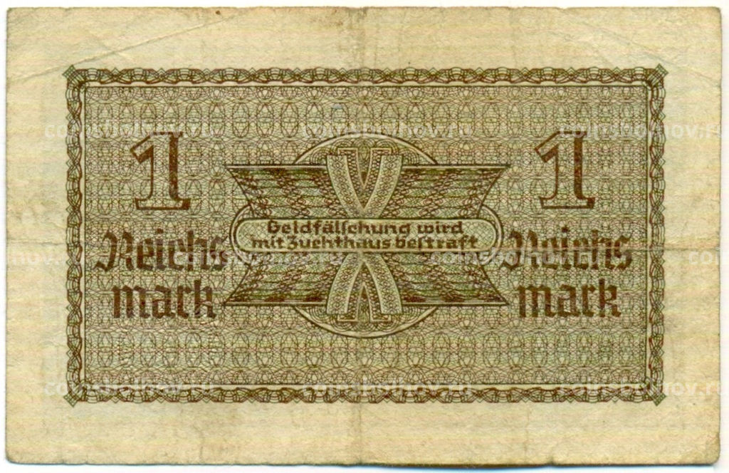 Банкнота 1 рейхсмарка 1939 года Германия (Для оккупированных территорий)
