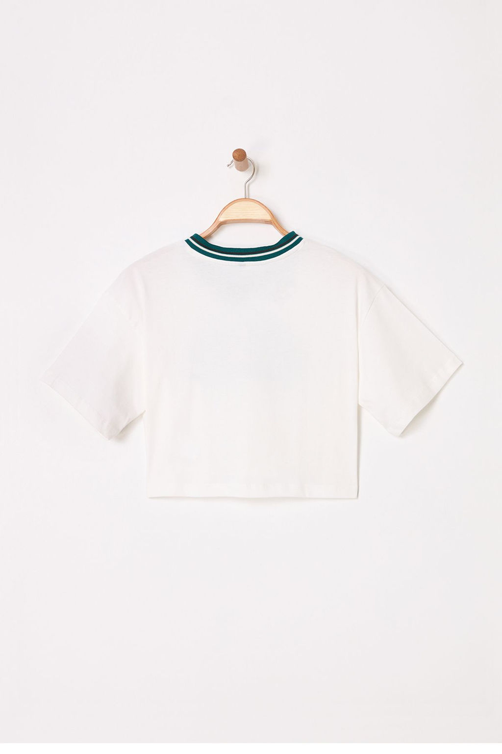 TRENDYOLMILLA Ekru %100 Pamuk Relaxed/Rahat Kal?p Crop Bask?l? Orme T-Shirt TWOSS25TS00086 фото 7