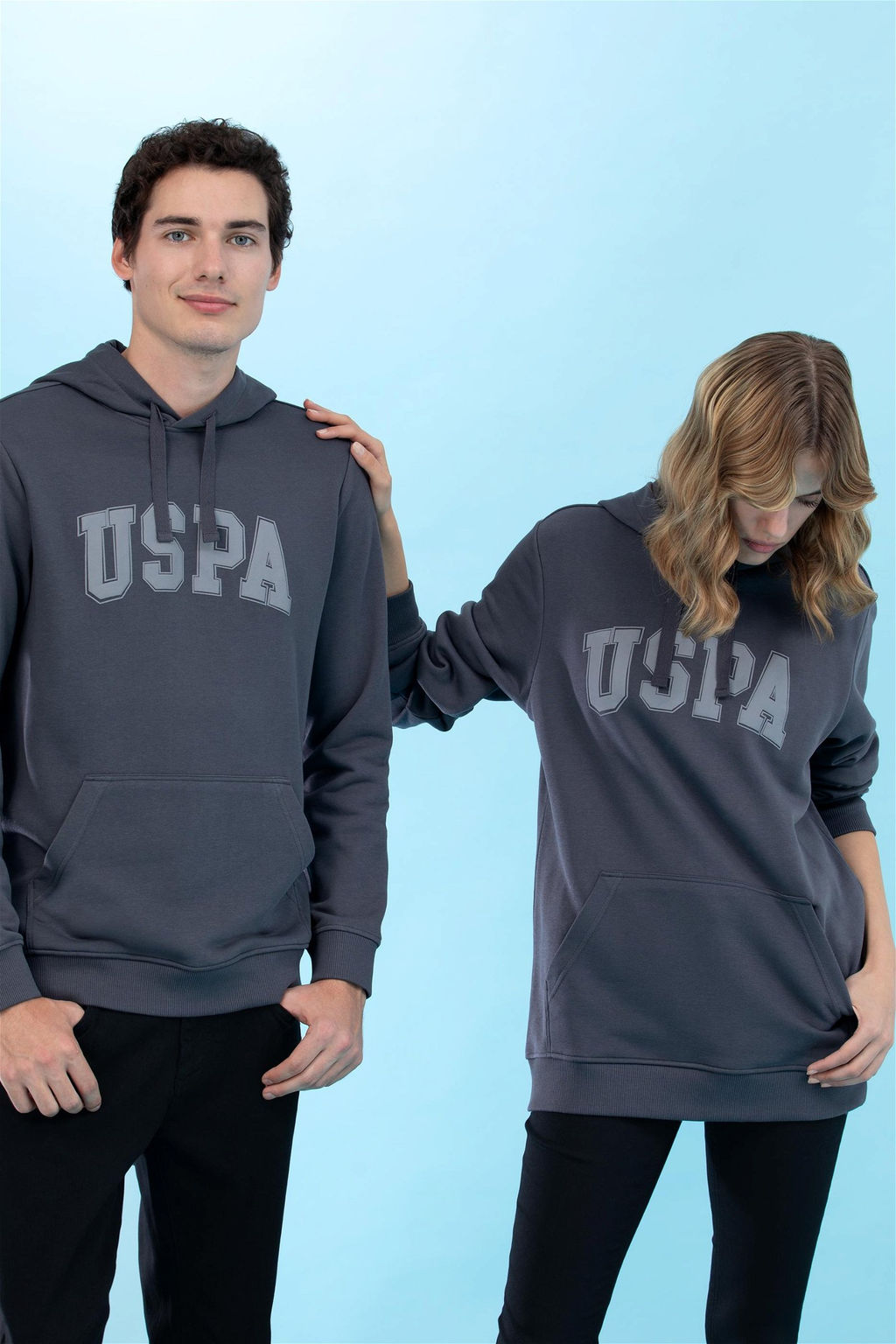 Базовая толстовка с капюшоном антрацитового цвета - U.s. polo assn фото 10