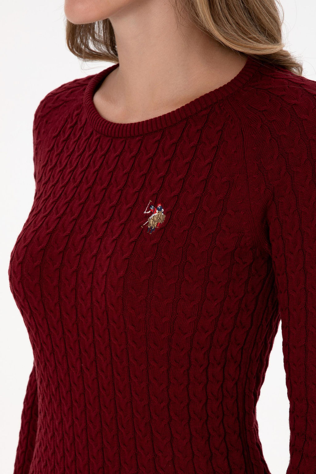 Kad_n Bordo Bisiklet Yaka Basic Kazak
