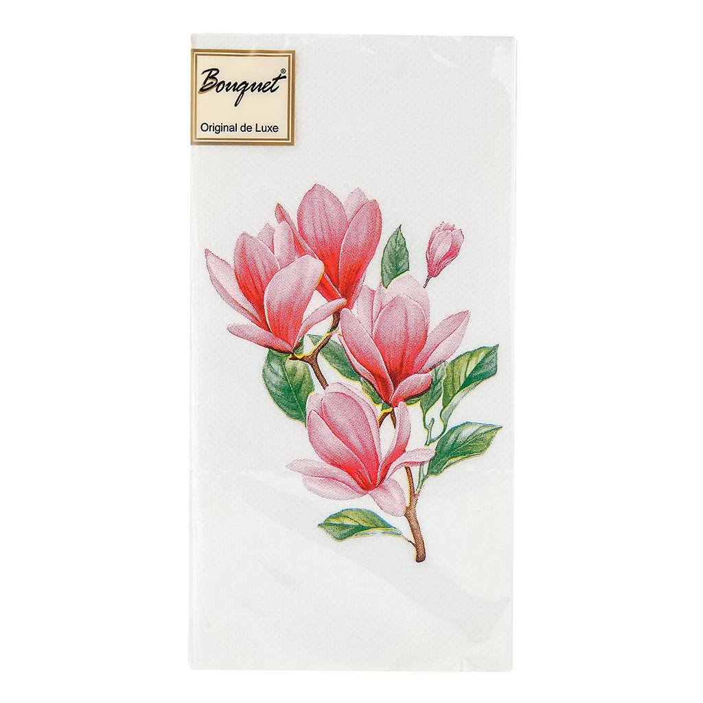 Салфетки бумажные Bouquet Original de Luxe 33х33см, 2-х слойные, 20 штук в упаковке, 100% целлюлоза, Магнолия (Россия)  фото 2