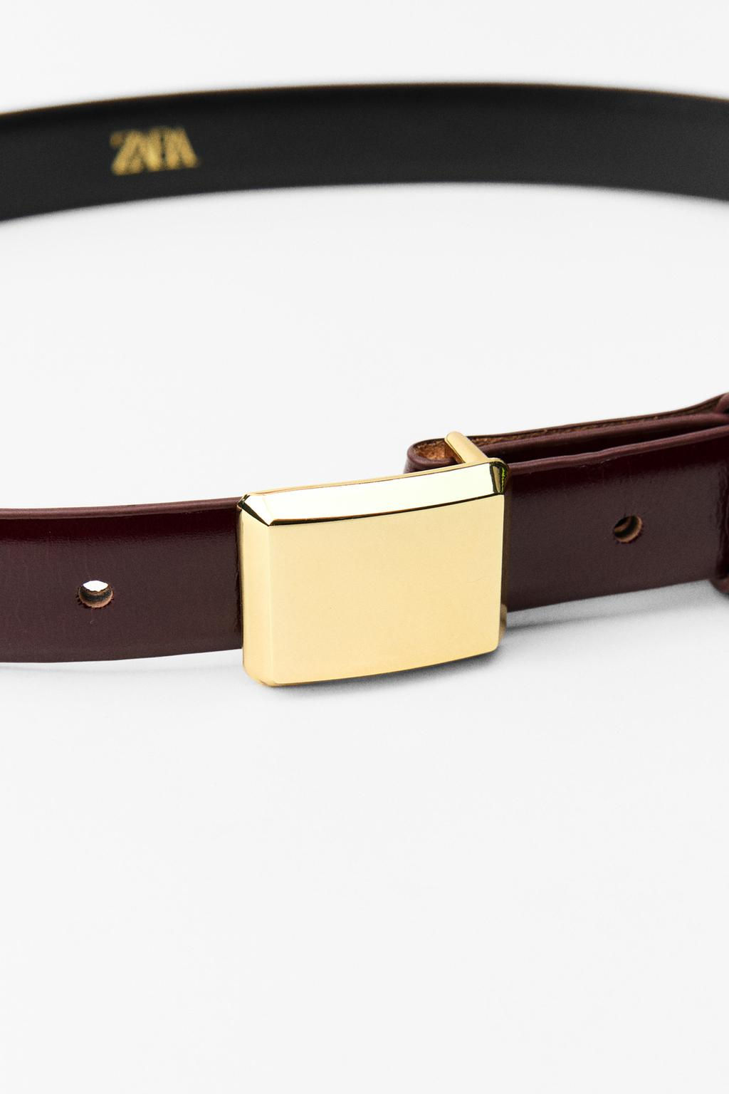THIN LEATHER BELT WITH SQUARE BUCKLE - Zara фото 7