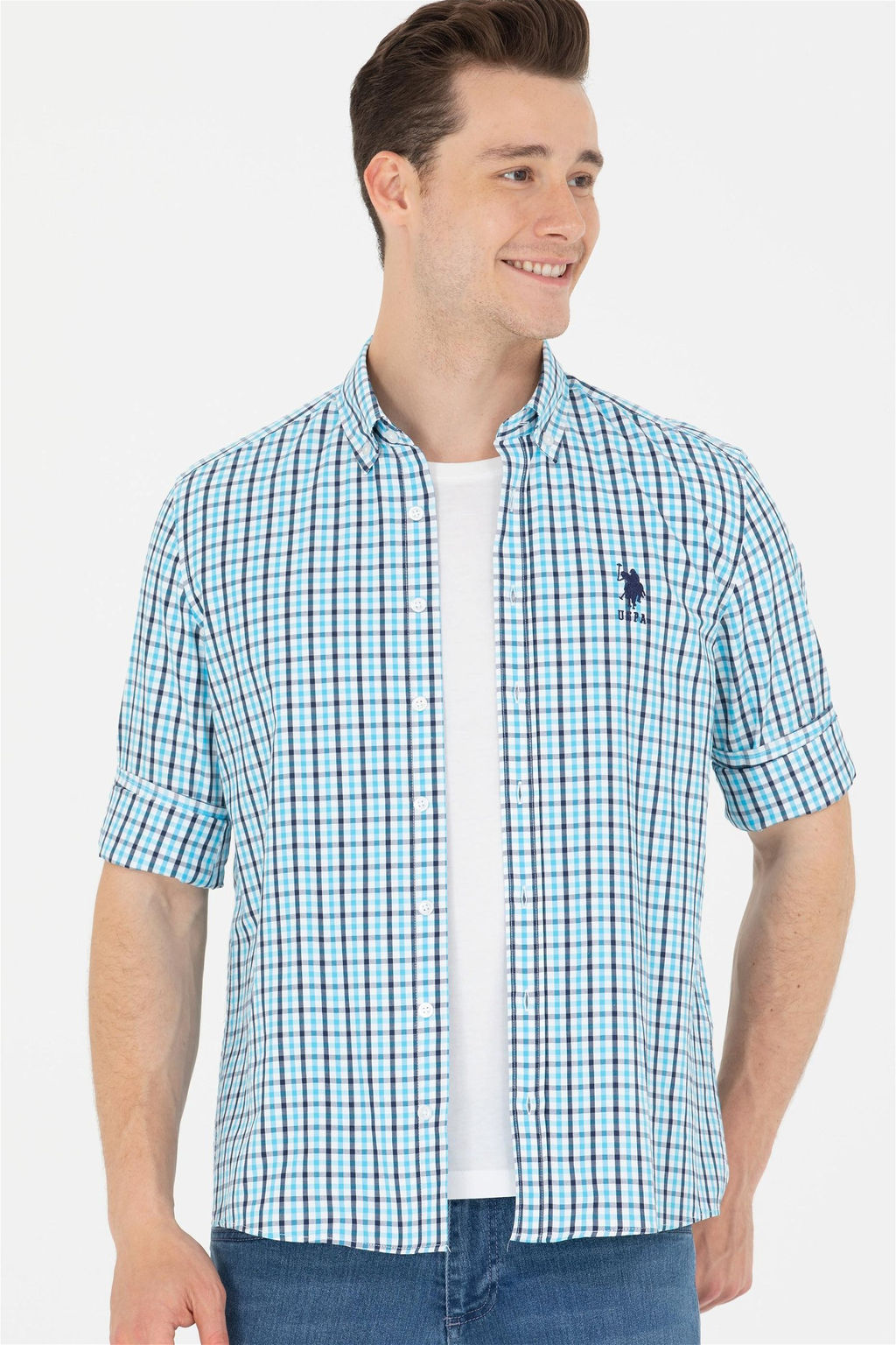 U. S. Polo Assn Erkek Kareli Turkuaz G_mlek Sepette S_rpriz _ndirim - U.s. polo assn фото 9