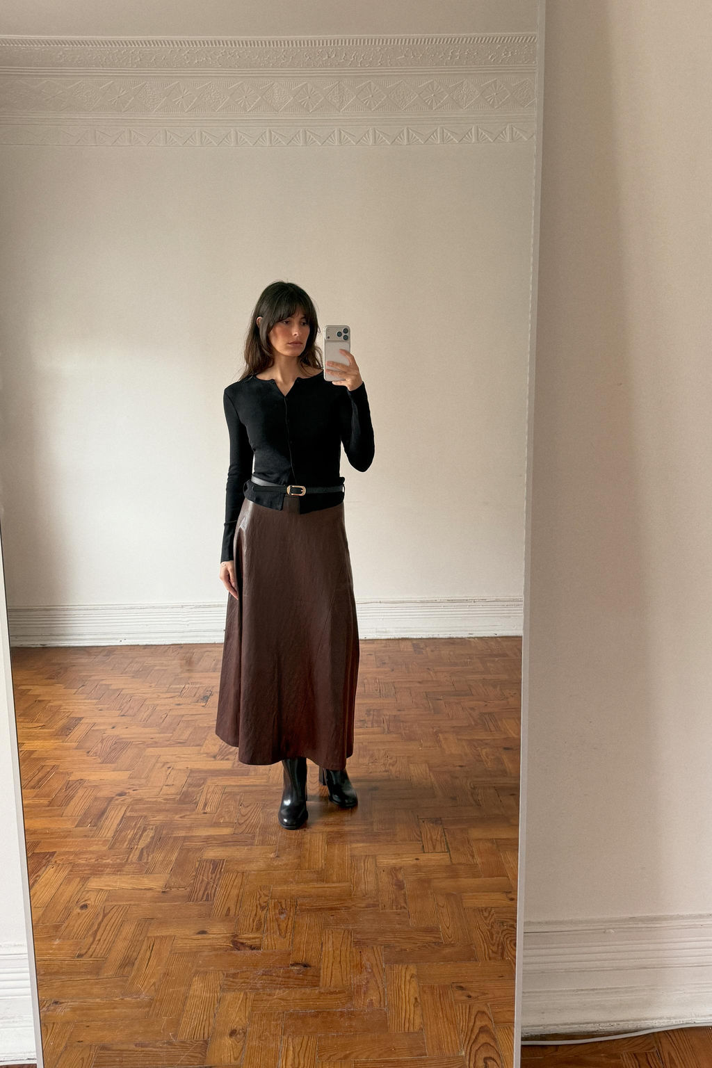 FAUX LEATHER MIDI SKIRT WITH BELT - Zara фото 18