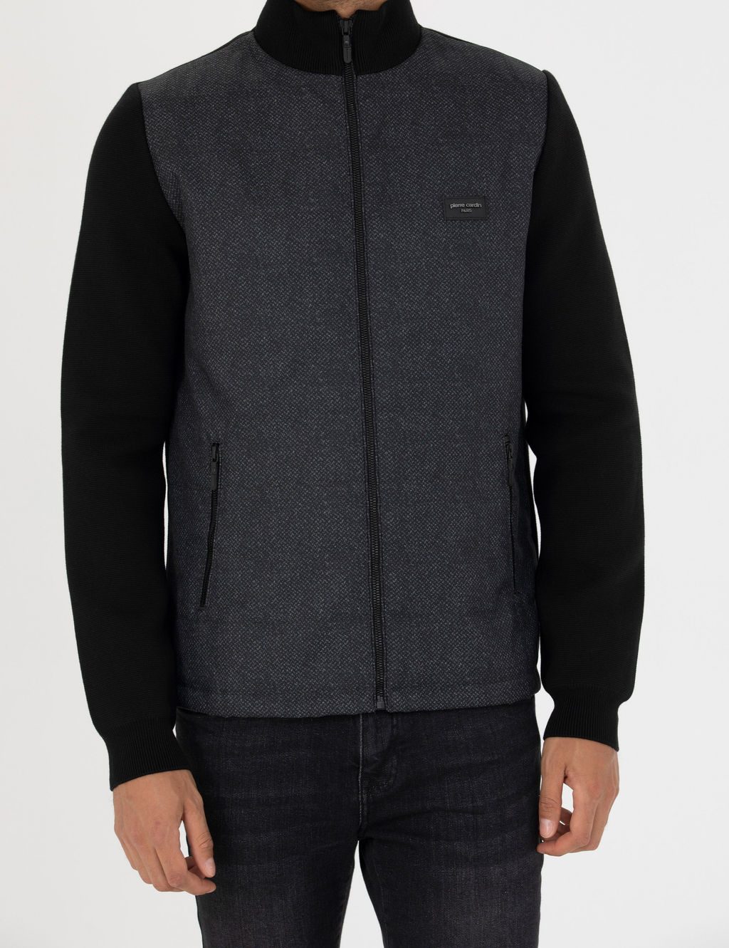 Siyah Slim Fit Fermuarl_ Triko H_rka
