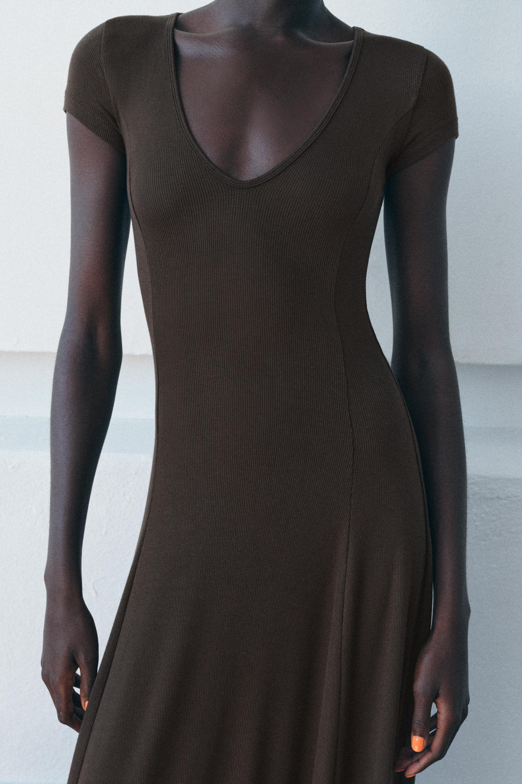 LONG RIBBED DRESS - Zara фото 3