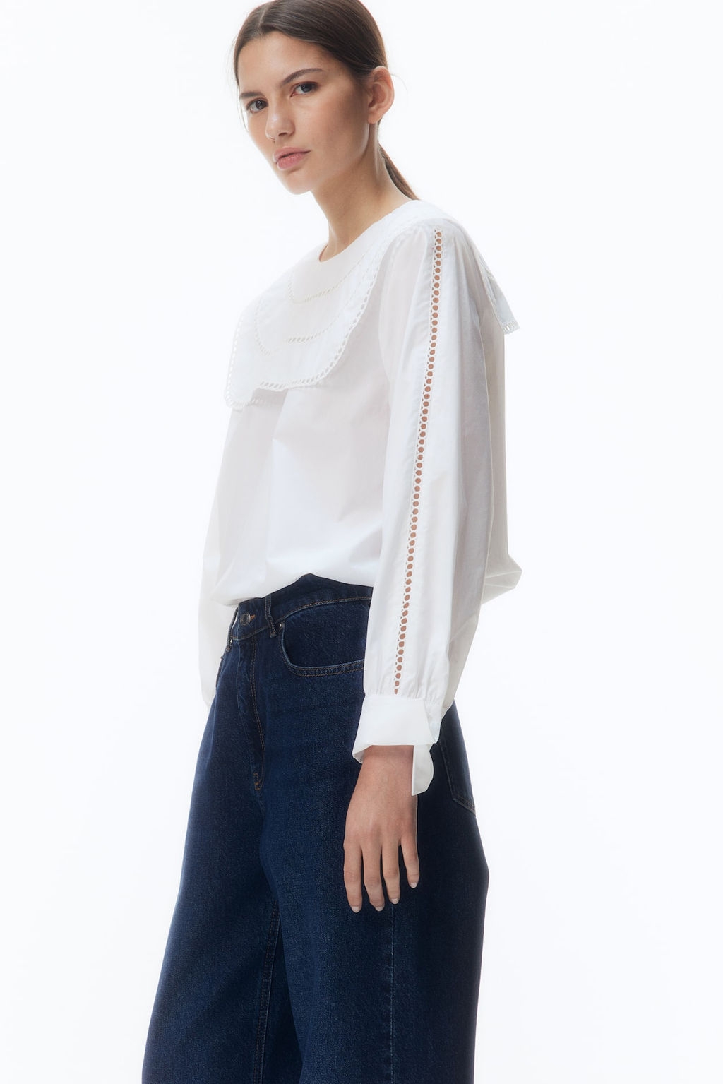 Blusa de algodon con ribetes de encaje - H&m фото 5