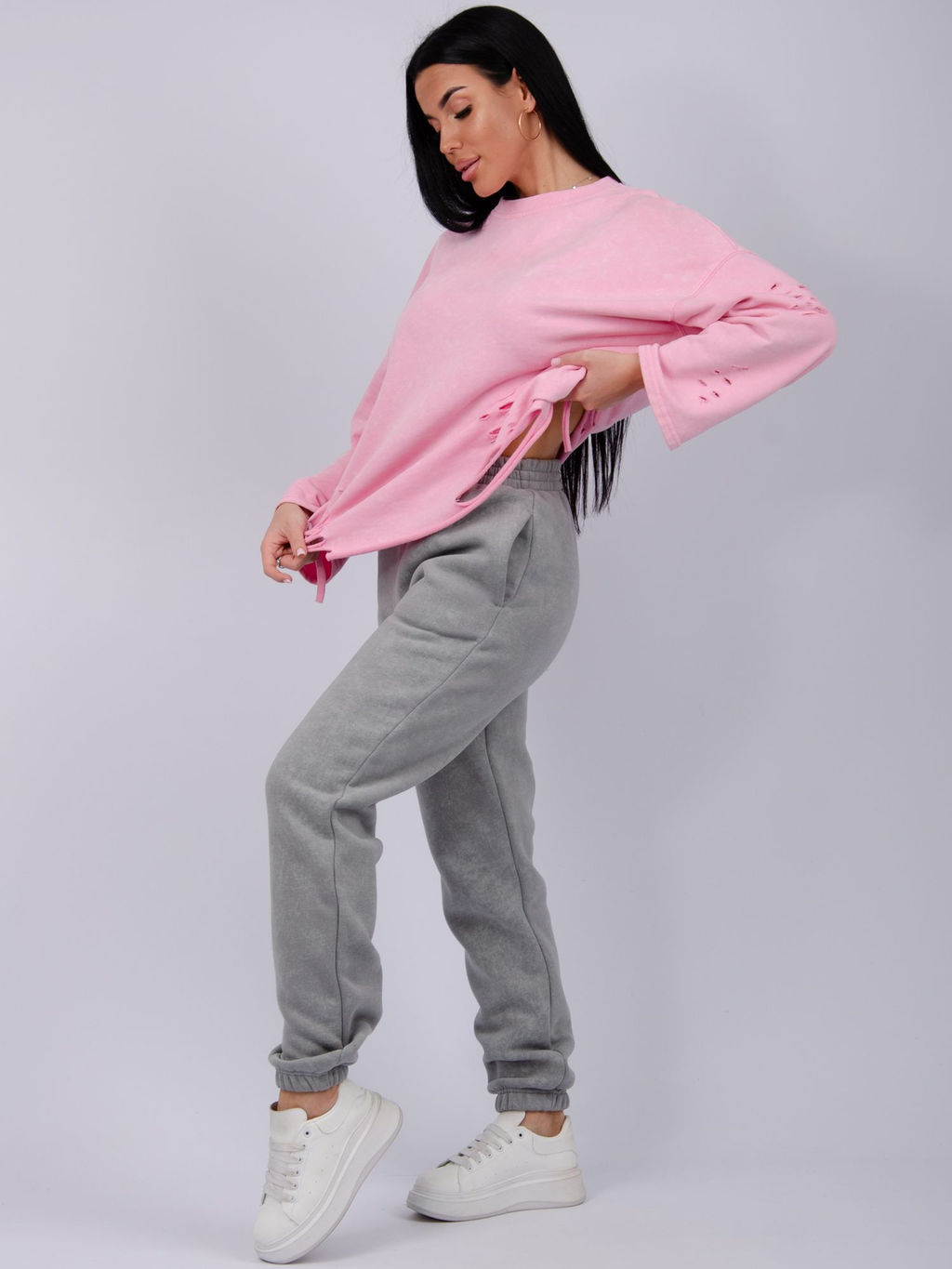 Джоггеры Мистерия 5, футер 3-х нитка начес - Малина фото 4