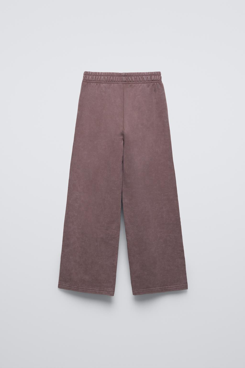 WASHED-EFFECT WIDE-LEG PLUSH TROUSERS - Zara фото 6