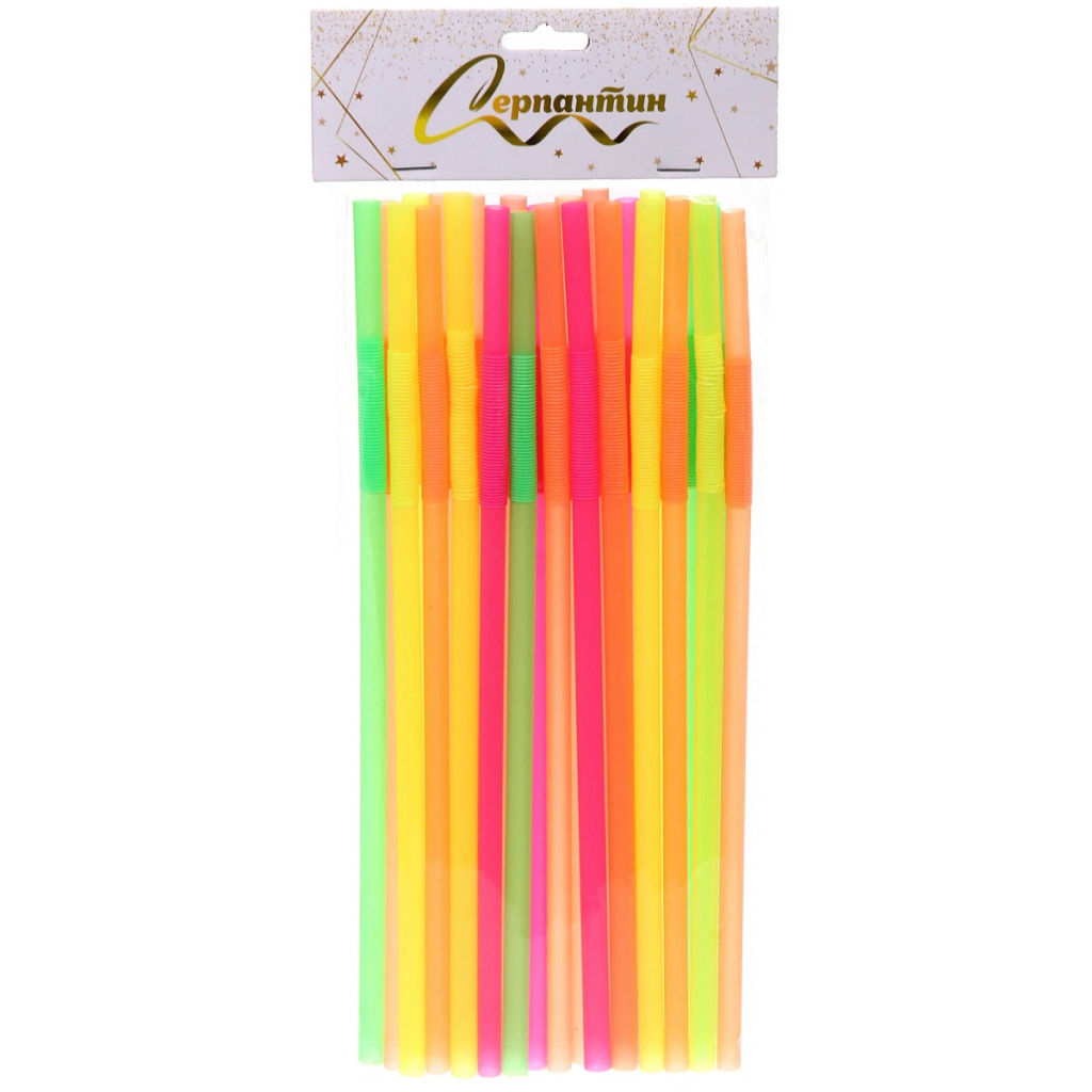 Цена за 4 шт. Трубочка для коктейля 8*260мм в наборе 25 шт цветная