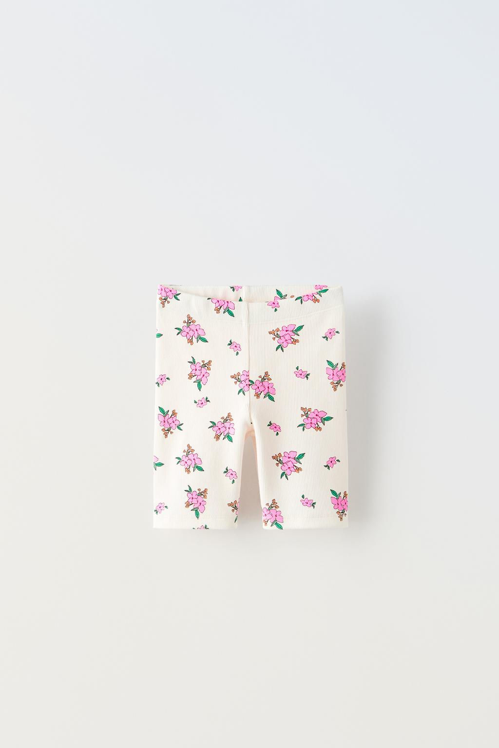 RIBBED FLORAL SHORT LEGGINGS