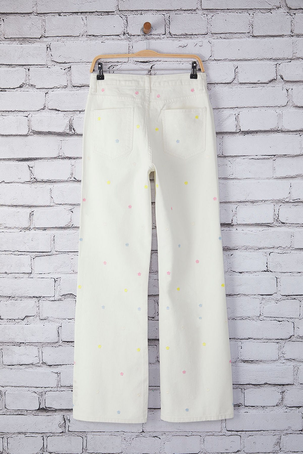 Beyaz Cicek Nak?sl? Normal Bel Wide Leg Jeans TWOSS25JE00232 - Trendyolmilla фото 7