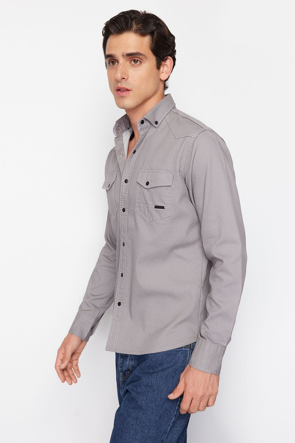 TRENDYOL MAN Koyu Haki Regular Cift Cepli Denim Kot Gomlek TMNSS24GO00081 - Trendyolmilla фото 22