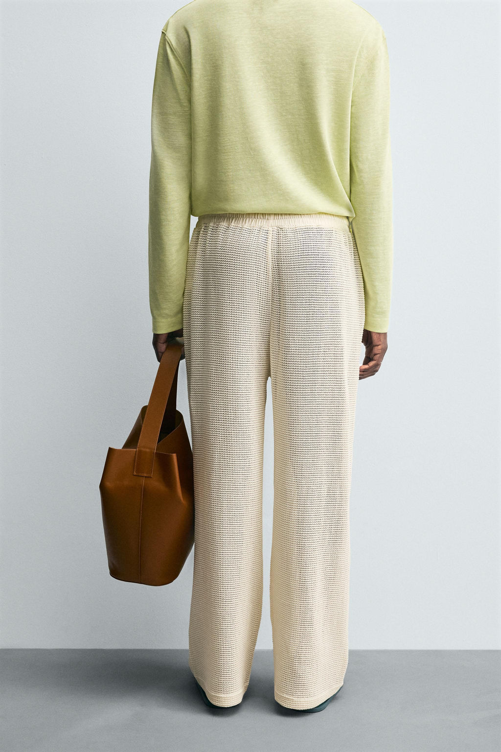 RELAXED FIT OPEN WEAVE TROUSERS - Zara фото 3