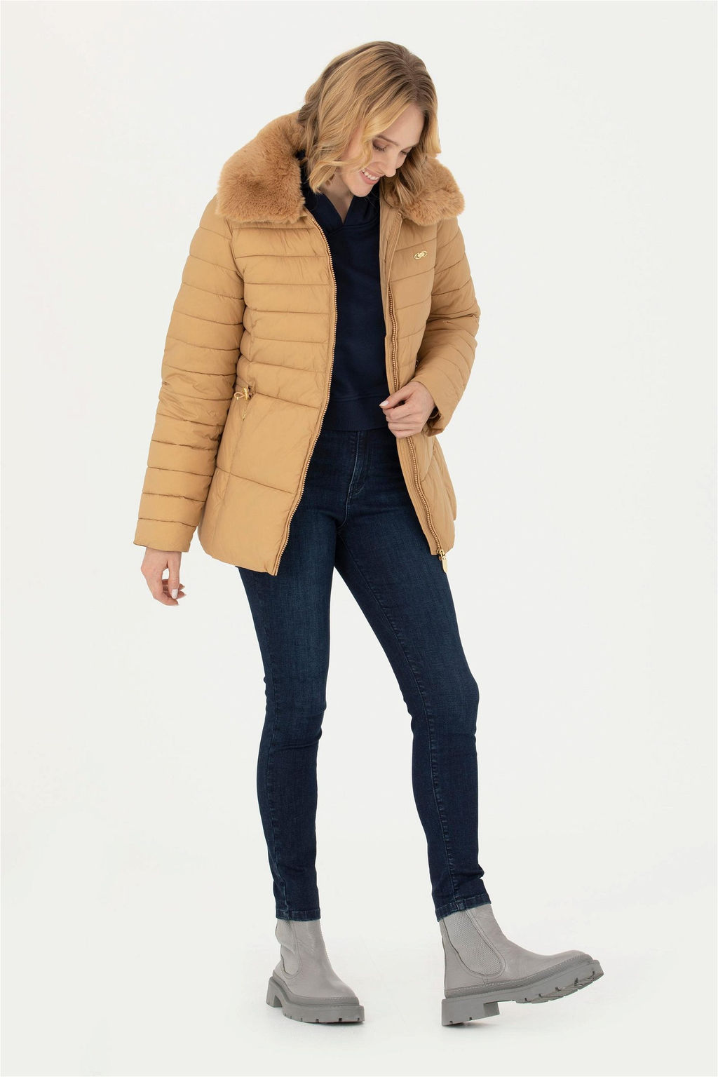 Женское песочное пальто Неожиданная скидка в корзине - U.s. polo assn фото 4