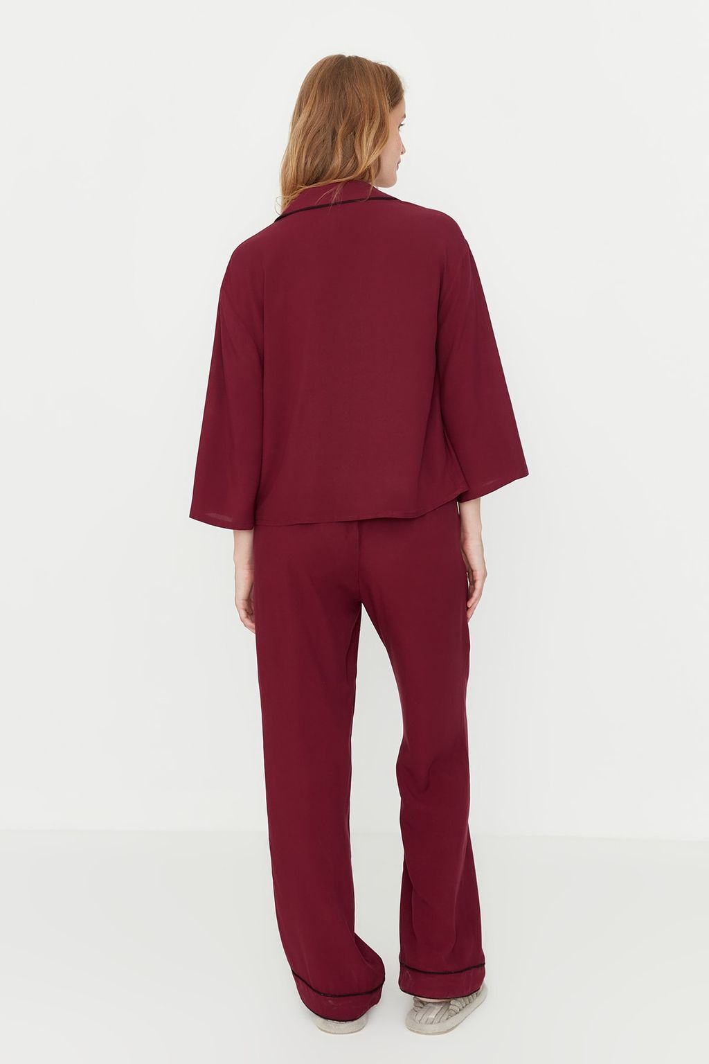 Trendyolmilla Siyah Biyeli Viskon Dokuma Pijama Tak?m? THMAW21PT0292  фото 6