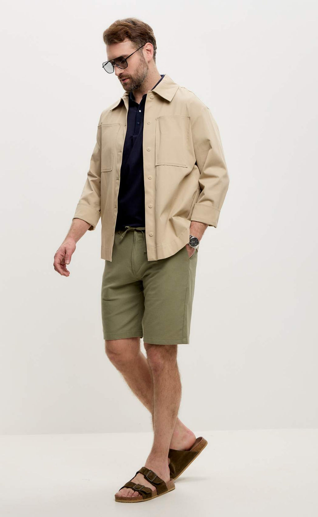 Шорты лен F111-0960-1 olive