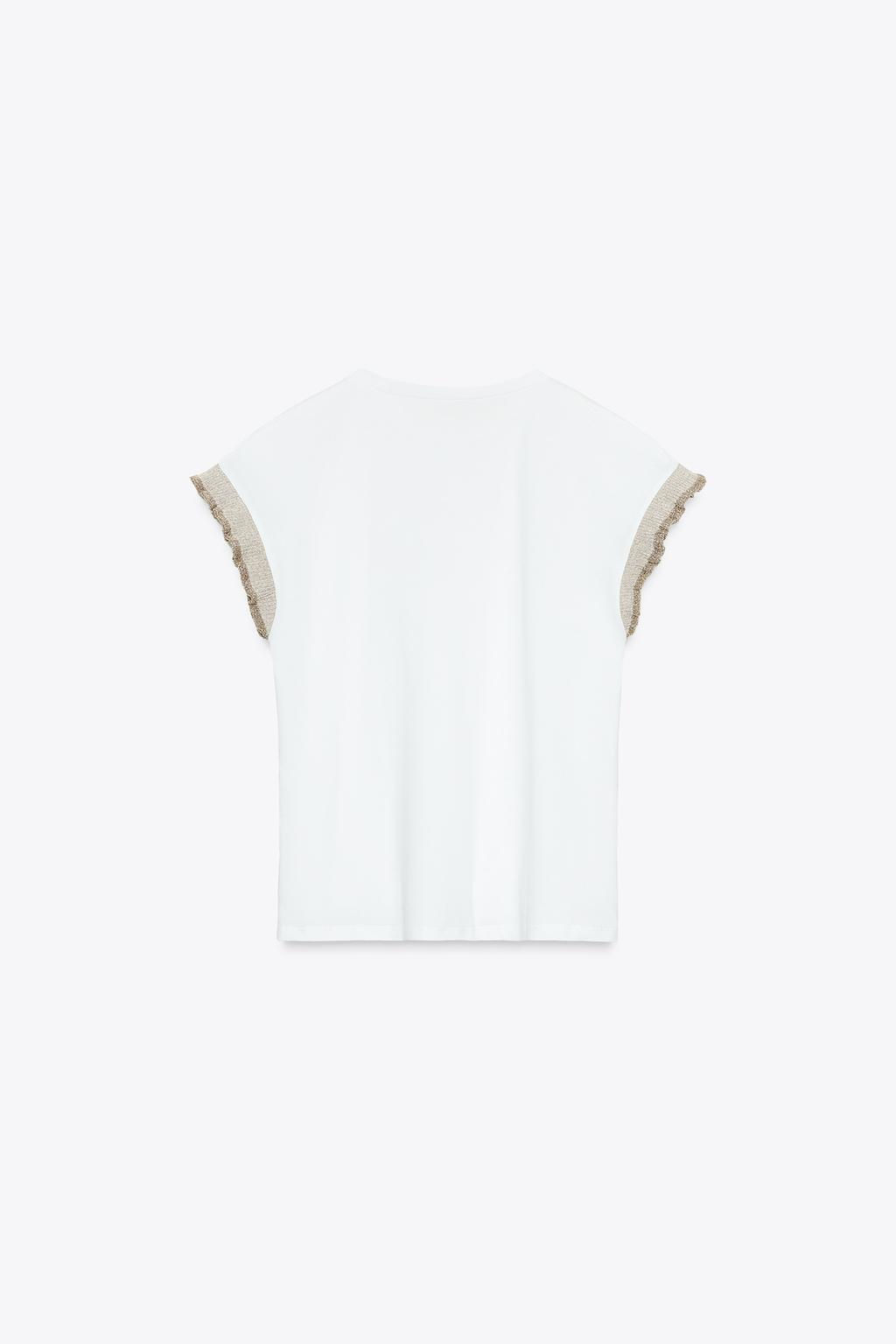 METALLIC THREAD RUFFLE T-SHIRT - Zara фото 6