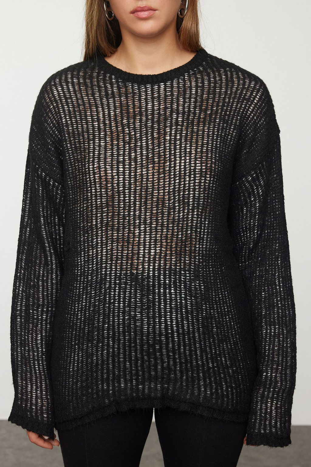 Siyah Basic Bisiklet Yaka Triko Kazak TWOAW25KZ00340 - Trendyolmilla фото 3