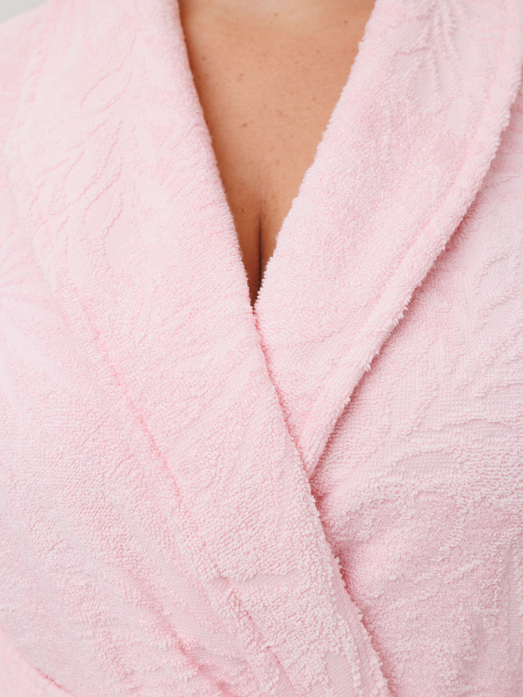 Женский махровый халат с шалькой Бамбук пудрово-розовый МЗ-02 Бамбук (102)