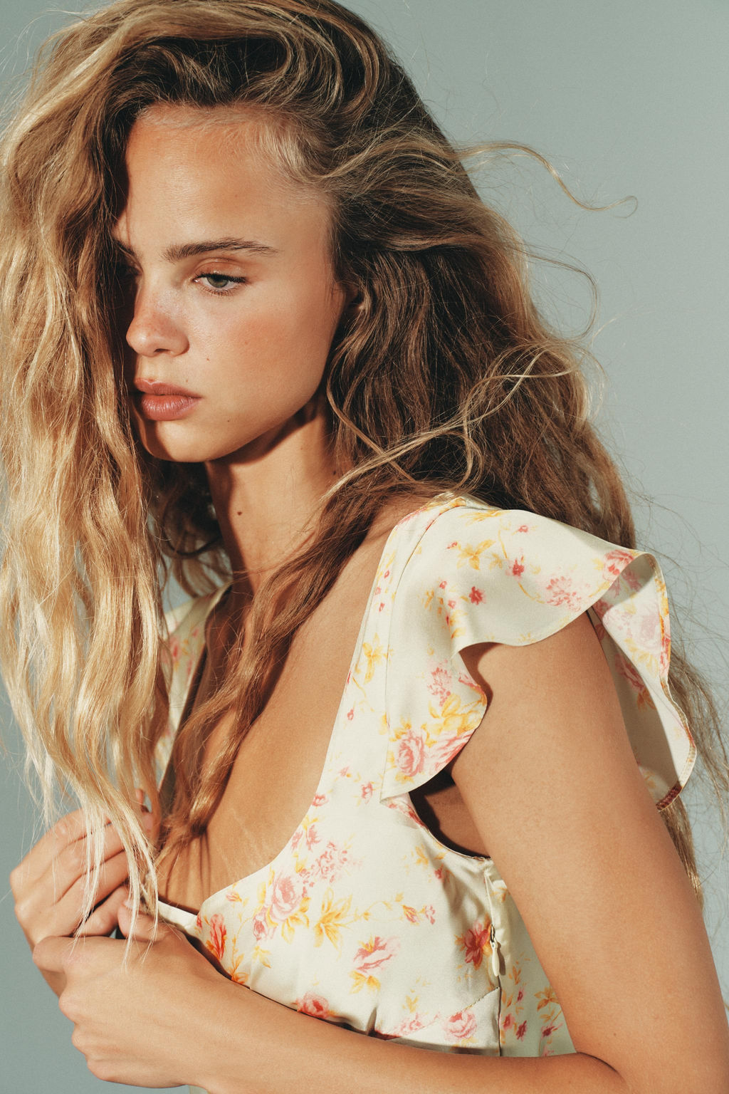 FLORAL SATIN MINI DRESS