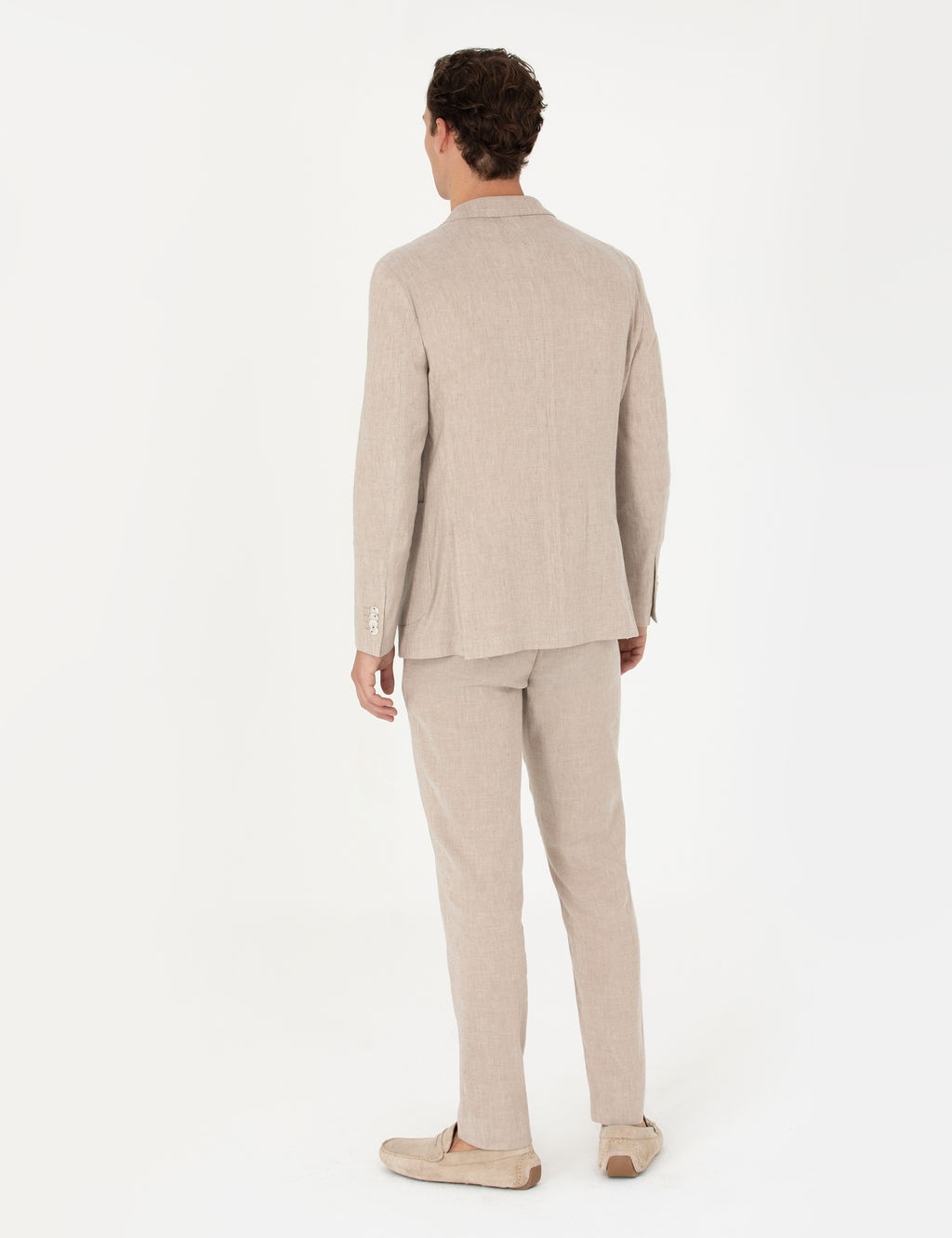 A__k Kahverengi Ekstra Slim Fit Keten Kar___ml_ Tak_m Elbise