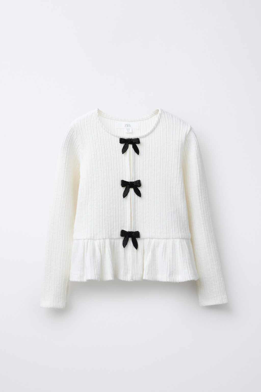 RIBBED SOFT-TOUCH T-SHIRT WITH BOWS