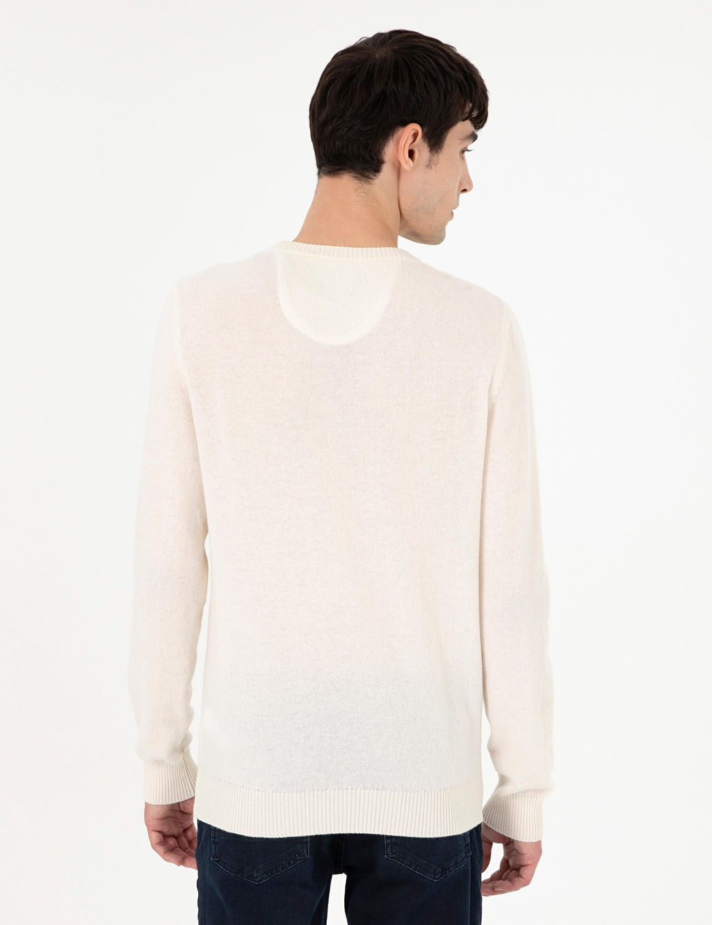 Ekru Slim Fit Bisiklet Yaka Ka_mir Triko Kazak - Pierre cardin фото 5